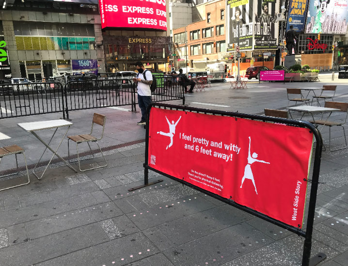 Photo Flash: Broadway-Themed Signs in Times Square Encourage Social Distancing 