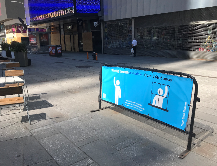 Photo Flash: Broadway-Themed Signs in Times Square Encourage Social Distancing 