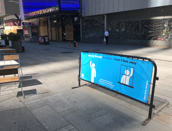 Photo Flash: Broadway-Themed Signs in Times Square Encourage Social Distancing Image