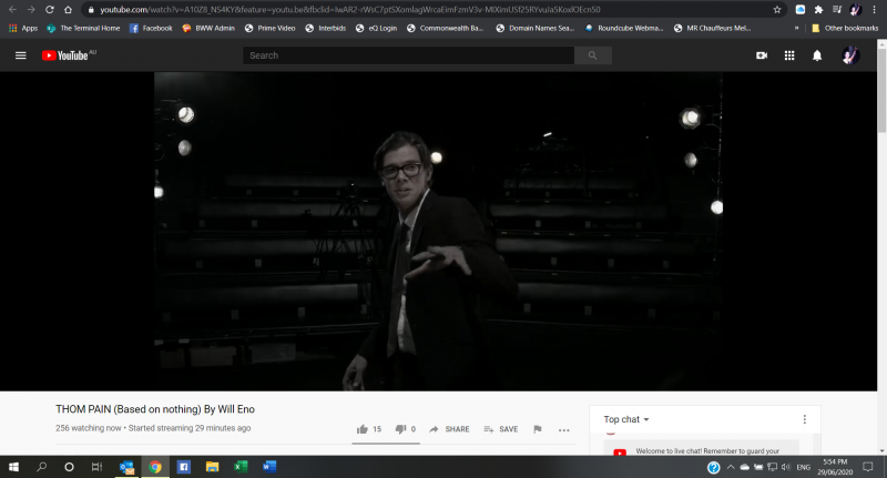 Review: Will Eno's THOM PAIN (BASED ON NOTHING) Is Presented For A Socially Distanced Audience In A Live Performance Streamed Online. Image