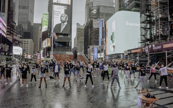 Photo Flash: Rob McClure, Dee Roscioli, Charl Brown and More Reunite in Times Square to Pay Tribute to Theatre 