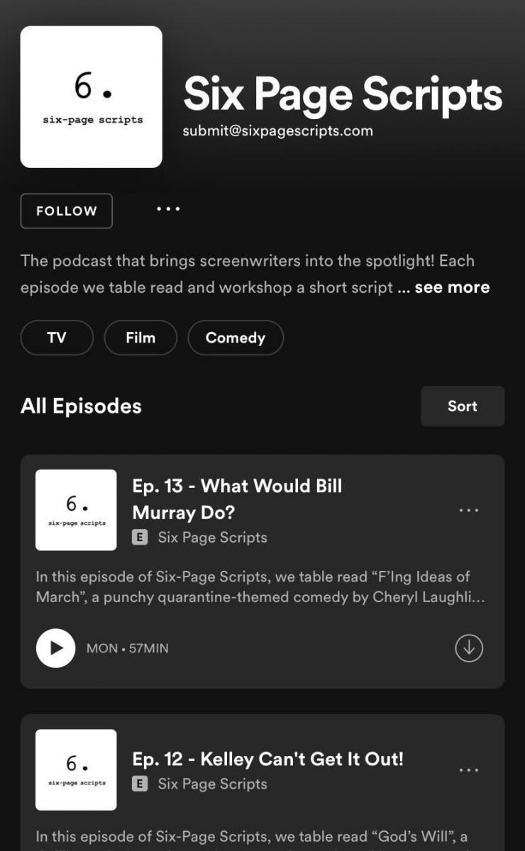 Acting & Script Review Opportunities via Your New Favorite Podcast - Six Page Scripts Image