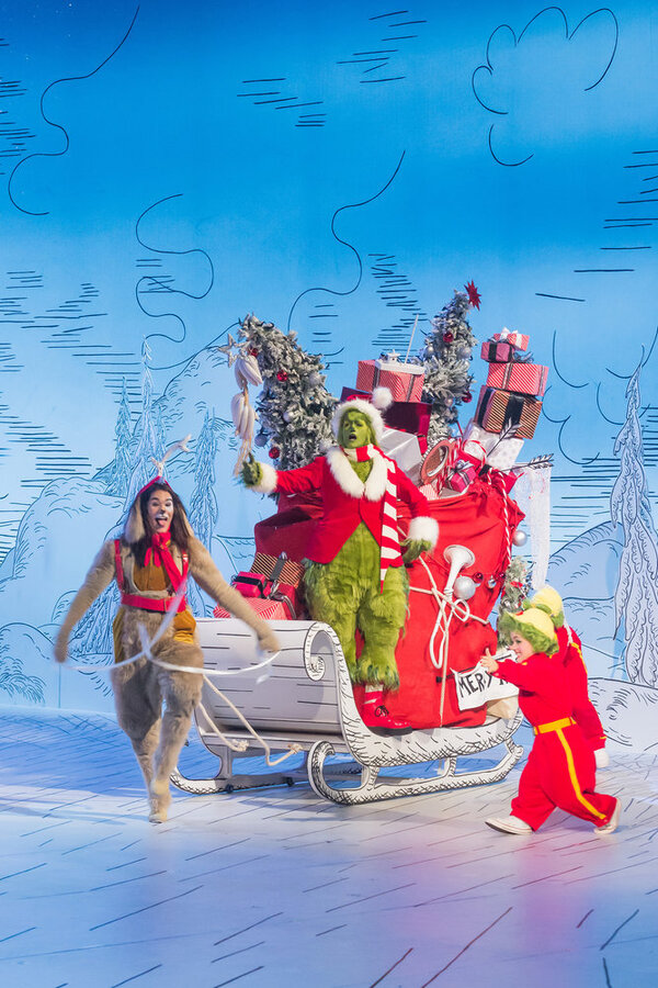 Booboo Stewart as Young Max, Matthew Morrison as Grinch, Francesca Mills as Who 2 Photo