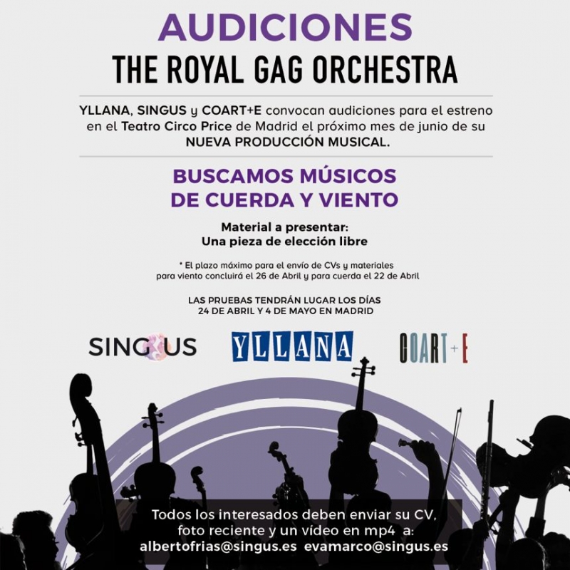 CASTING CALL: Audiciones para THE ROYAL GAG ORCHESTRA  Image