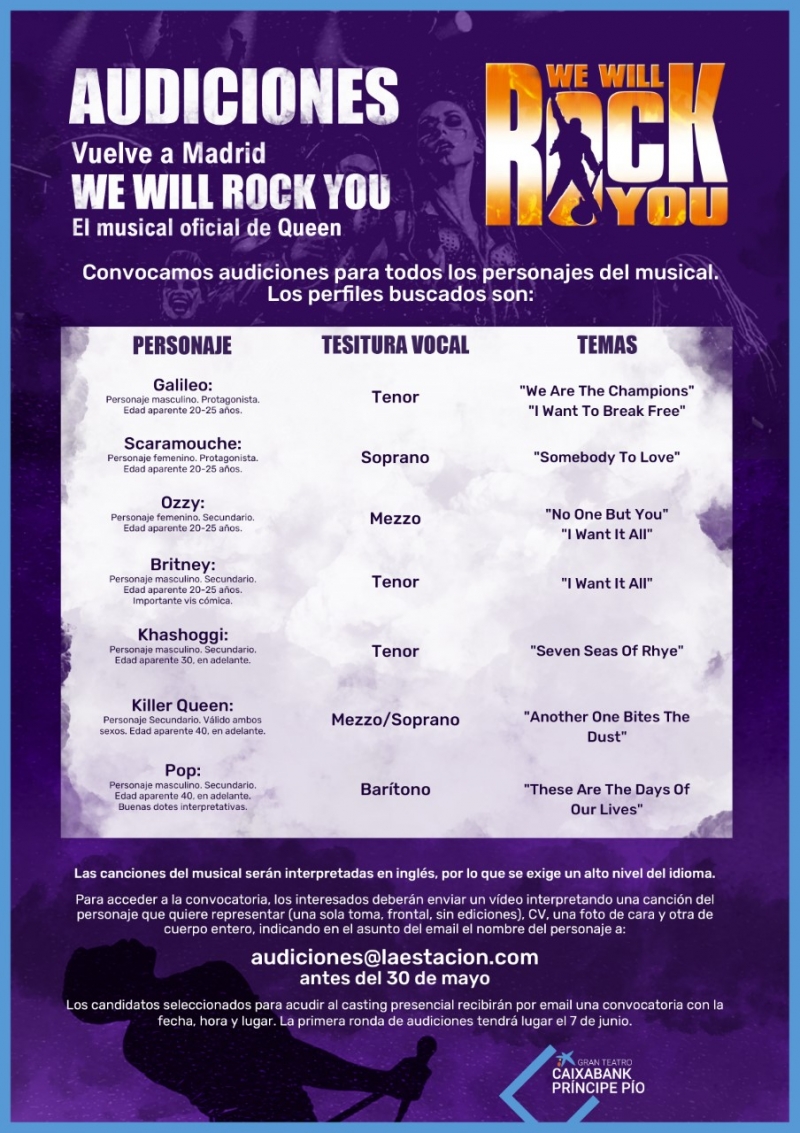 CASTING CALL: Audiciones para WE WILL ROCK YOU  Image