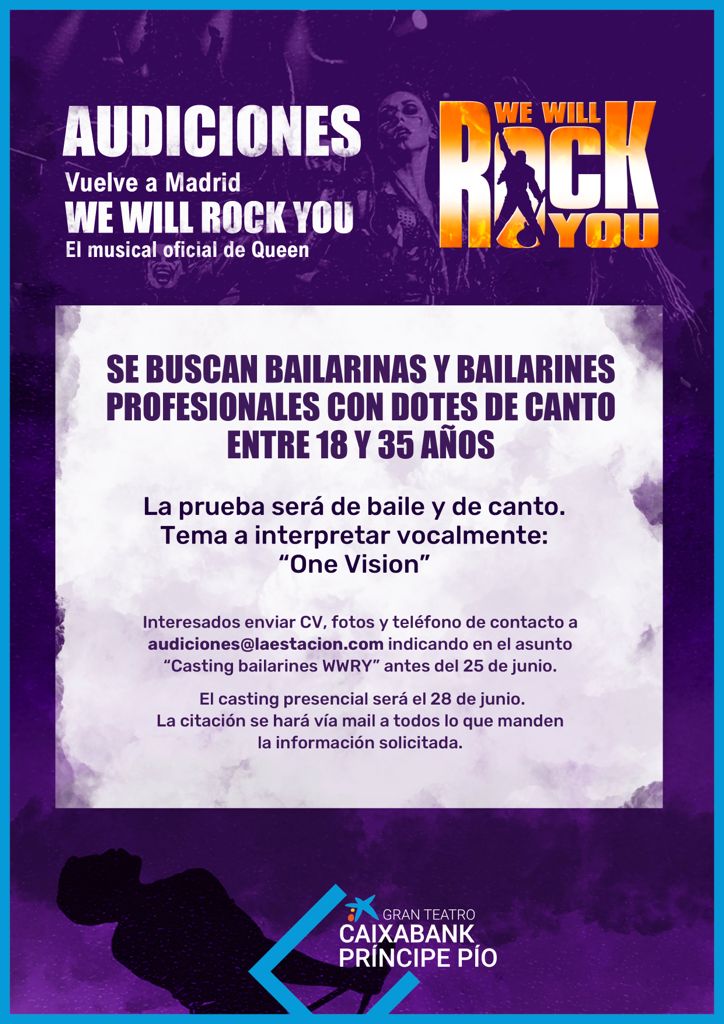 CASTING CALL: WE WILL ROCK YOU convoca audiciones para bailarines  Image