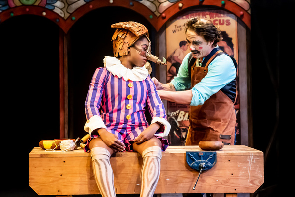 Cassandra Hercules as Pinocchio and Anthony Spargo as Gepetto in Pinocchio at Greenwi Photo