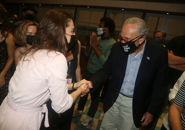 Sara Bareilles and Senate Majority Leader/New York’s Senator Charles Schumer Photo