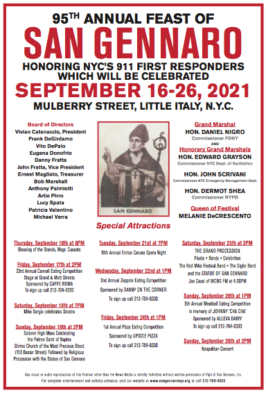 FEAST OF SAN GENNARO is Back 9/16 to 9/26  Image