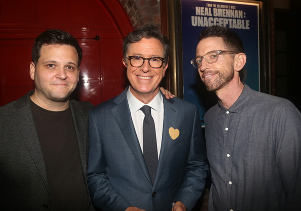 Director Derek DelGaudio, Stephen Colbert and Neal Brennan  Photo