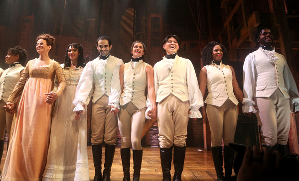 Mandy Gonzalez as Angelica Schuyler and the cast  Photo
