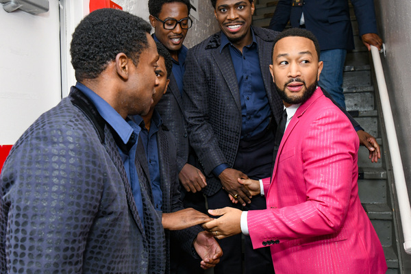 John Legend (C) and  the cast of 