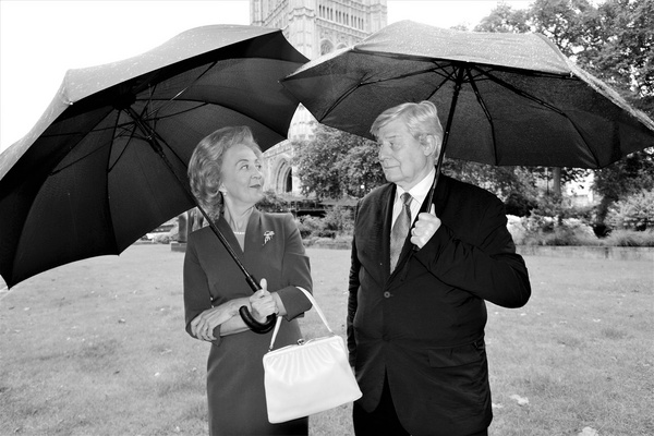 MAGGIE & TED starring Martin Jarvis (Ted Heath) and Clare Bloomer (Maggie Thatcher) a Photo
