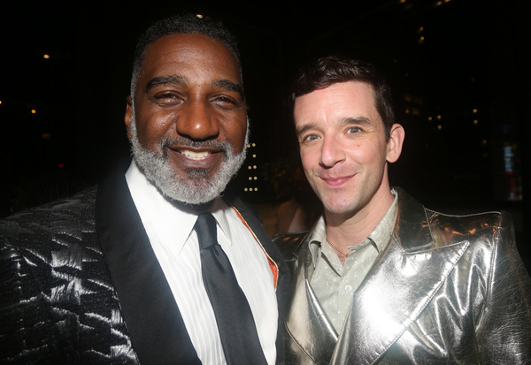 NEW YORK, NEW YORK - OCTOBER 10: Norm Lewis and Michael Urie pose at the opening nigh Photo