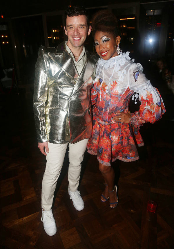 NEW YORK, NEW YORK - OCTOBER 10:  Michael Urie and N'kenge pose at the opening night  Photo