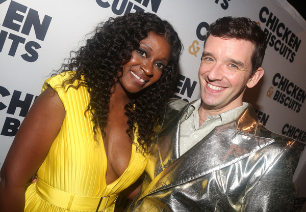NEW YORK, NEW YORK - OCTOBER 10: Alana Raquel Bowers and Michael Urie  Photo