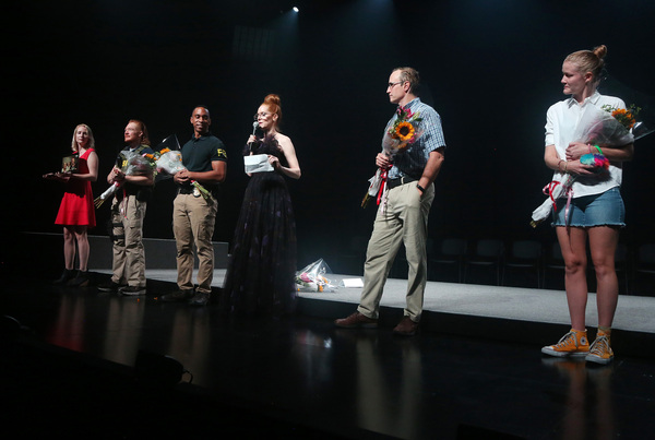 NEW YORK, NEW YORK - OCTOBER 11: (L-R) Brittany Winner, Becca Blackwell, Will Cobbs,  Photo