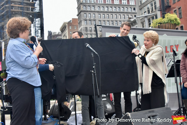 Klea Blackhurst and Marilyn Made getting ready to unveil the new street sign Photo