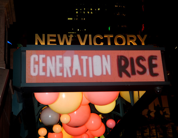 NEW YORK, NEW YORK - NOVEMBER 05: Signage at the re-opening of The New Victory Theate Photo