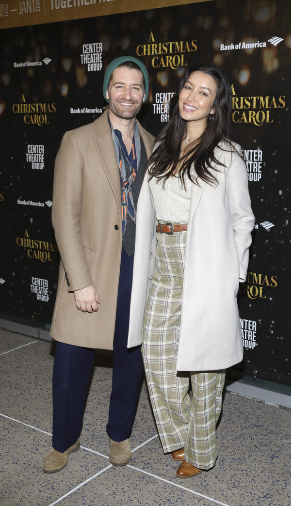 From left, Matthew Morrison and Renee Puente arrive for the opening night performance Photo
