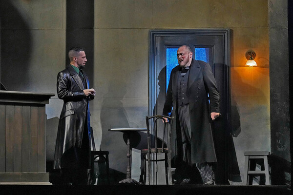 Andrea Mastroni as Sparafucile and Quinn Kelsey in the title role of Verdi's 