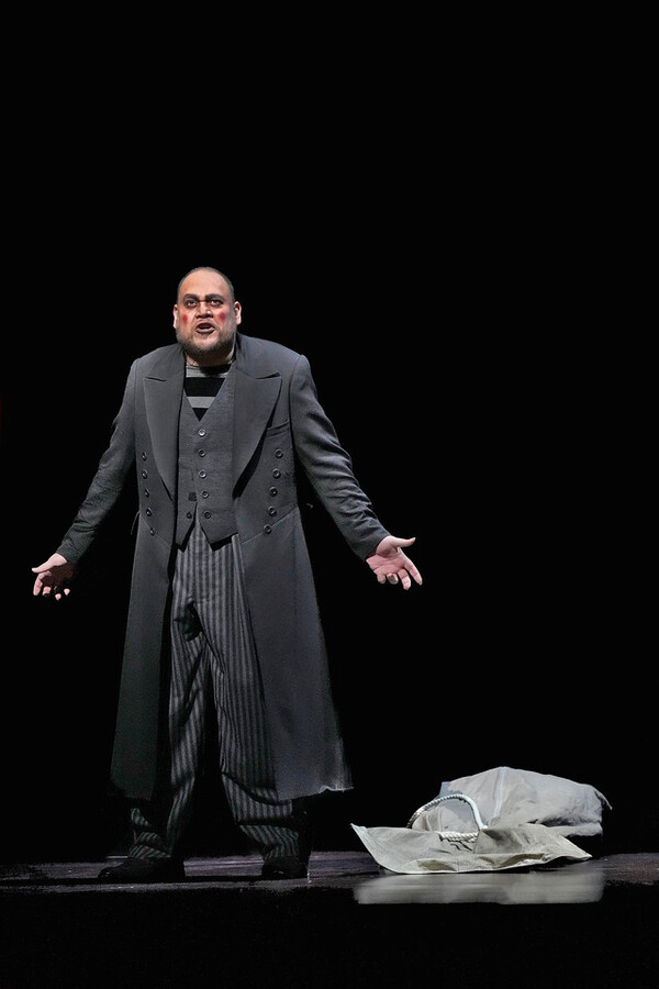 Quinn Kelsey in the title role of Verdi's "Rigoletto." Photo: Ken Howard / Met Opera
 Photo