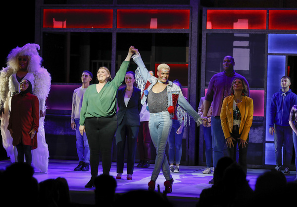 (Center L-R)) Cast members Melissa Jacques and Layton Williams during the curtain cal Photo