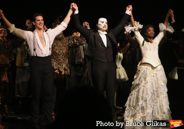 John Riddle as "Raoul", Ben Crawford as "The Phantom" and Emilie Kouatchou as "Christ Photo