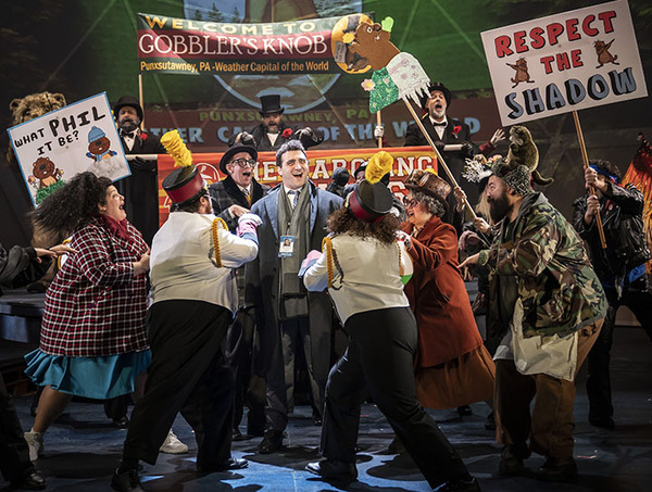 Alex Syiek (center) and the cast of Groundhog Day: The Musical  Photo