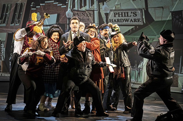 Alex Syiek (center) and the cast of Groundhog Day: The Musical at the Paramount Theat Photo