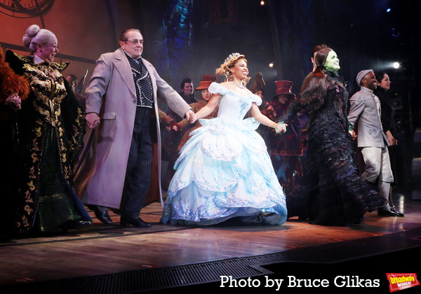 Sharon Sachs as "Madame Morrible", Michael McCormick as "The Wizard", Brittney Johnso Photo