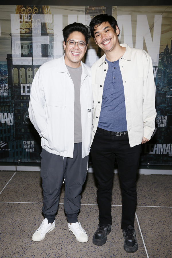 From left, actor George Salazar and Sam Levin arrive for the opening night performanc Photo