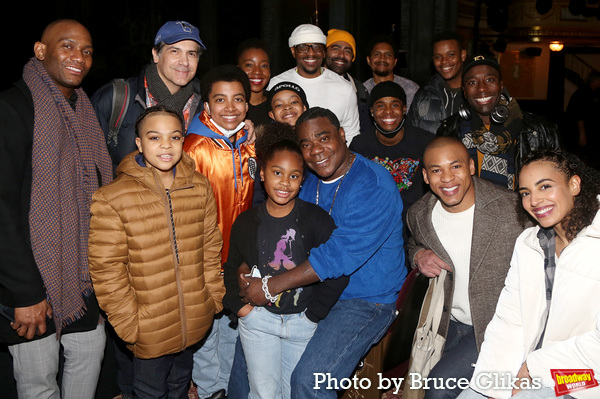 Tracy Morgan and daughter Maven Sonae Morgan pose with The Cast of MJ Photo