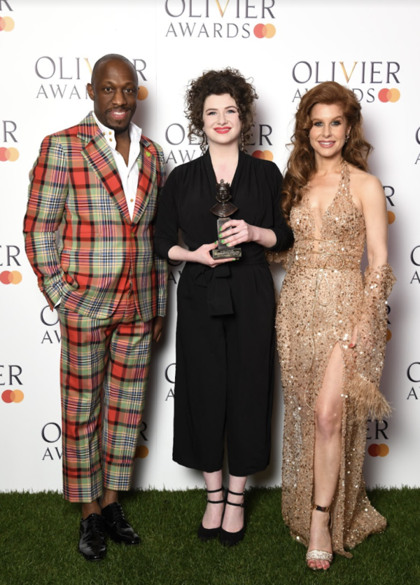 Giles Terera, Isobel McArthur, and Cassidy Janson on the Green Carpet at the Olivier  Photo
