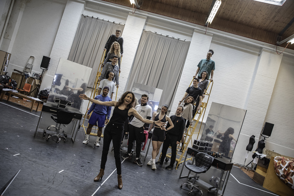 Debbie Kurup (center) and the company in rehearsals.  Photo