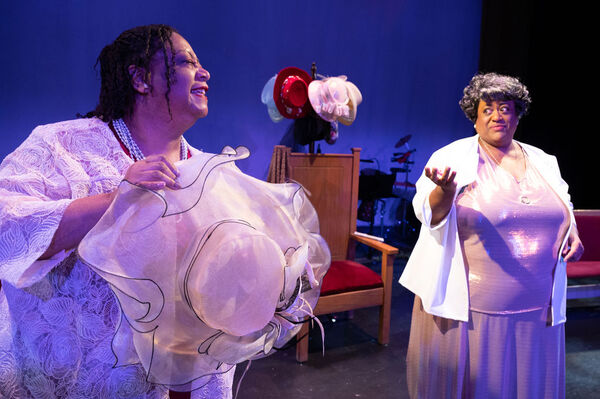 Pam Drummer-Williams as Mabel and Juanita Harris as Mother Shaw
 Photo