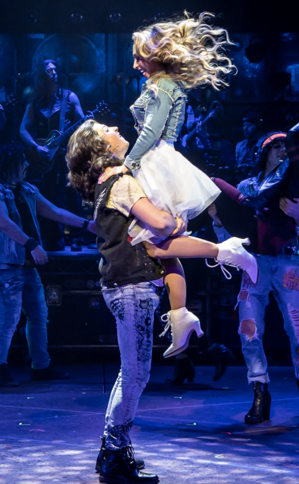Kieran McCabe (left) plays Drew and Taylor DiTola is Sherrie in Rock of Ages Photo