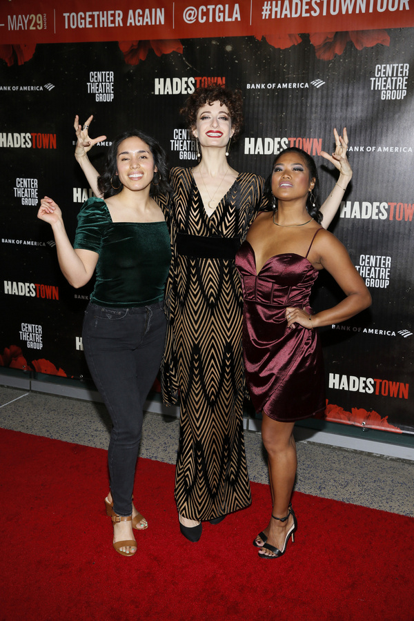 From left, cast members Bel n Moyano, Bex Odorisio and Shea Renne arrive for the open Photo