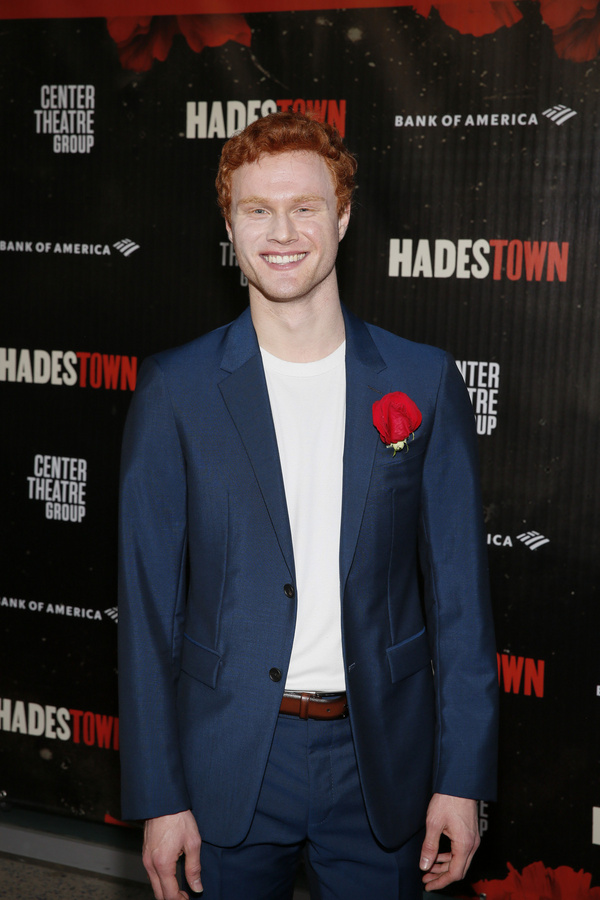 Cast member Nicholas Barasch arrives for the opening night performance of ?Hadestown? Photo