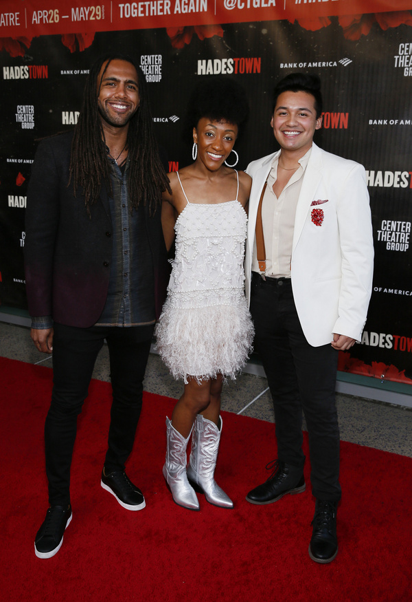 From left, cast members Marquis Wood, Tyla Collier and J. Antonio Rodriguez arrive fo Photo