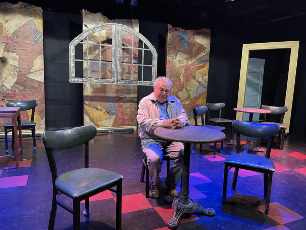 Playwright Murray Mednick
on the set of “Three Tables”Photo by Racquel Lehrman
 Photo