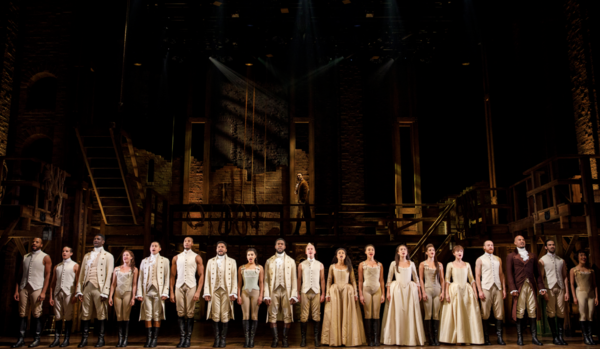 The company of the Angelica National Tour of Hamilton. Photo Credits: Joan Marcus.  Photo