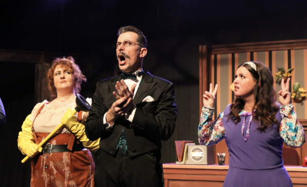 Mr. Cladwell (Todd Schaefer, center) sings "Don't Be the Bunny," in New Line Theatre' Photo