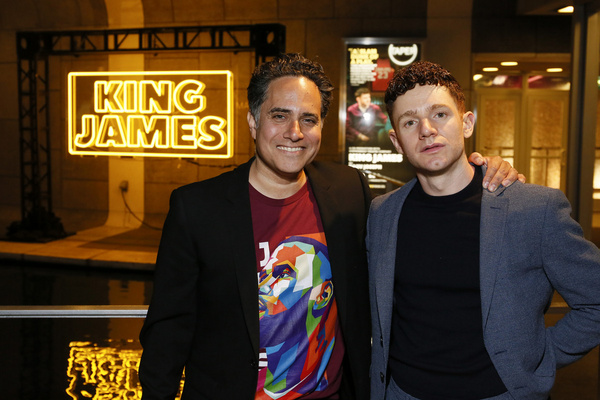 From left, playwright Rajiv Joseph and cast member Chris Perfetti after the opening n Photo