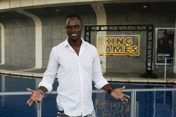 Actor Newton Mayenge arrives before the opening night performance of ?King James? at  Photo
