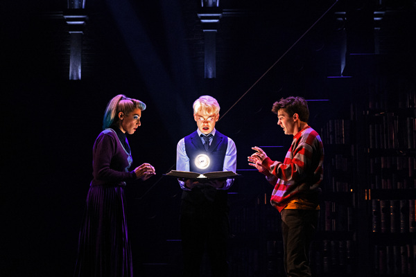 Sara Farb as Delphi Diggory, Thomas Mitchell Barnet as Scorpius Malfoy and Luke Kimba Photo