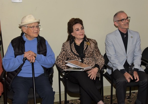 Norman Lear and hosts, Donelle Dadigan and Mitch O'Farrell Photo