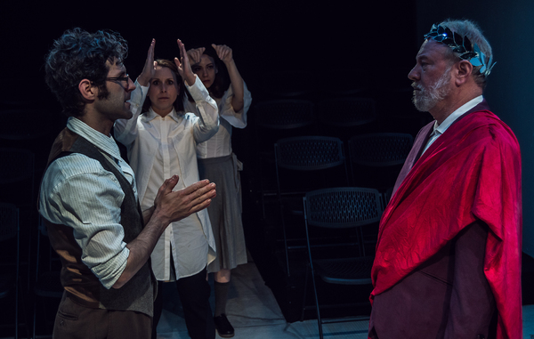 Andrew Bosworth (chorus leader), Sarah Sapperstein (messenger/chorus), Joan Nahid (Eu Photo