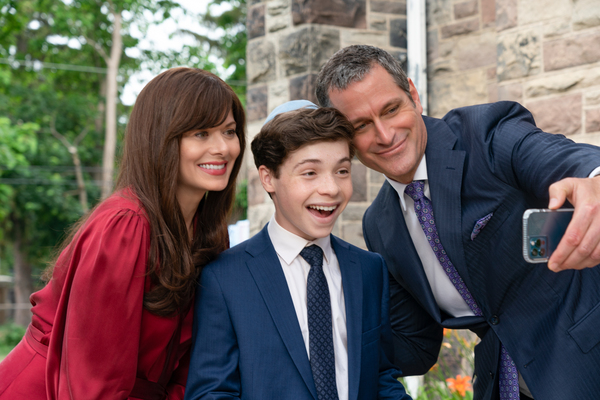 Debra Messing as Jessica, Eli Golden as Evan, Peter Hermann as Joel in 13 The Musical Photo