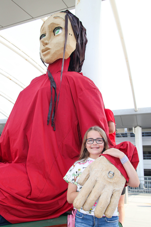 Photos: Five Metre-tall Puppet Aura Lands At Gatwick As Part Of Creative Crawley 